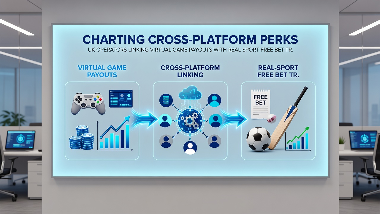 Detailed flowchart showing virtual game payout data flowing into real sports free bet activation on UK betting dashboards