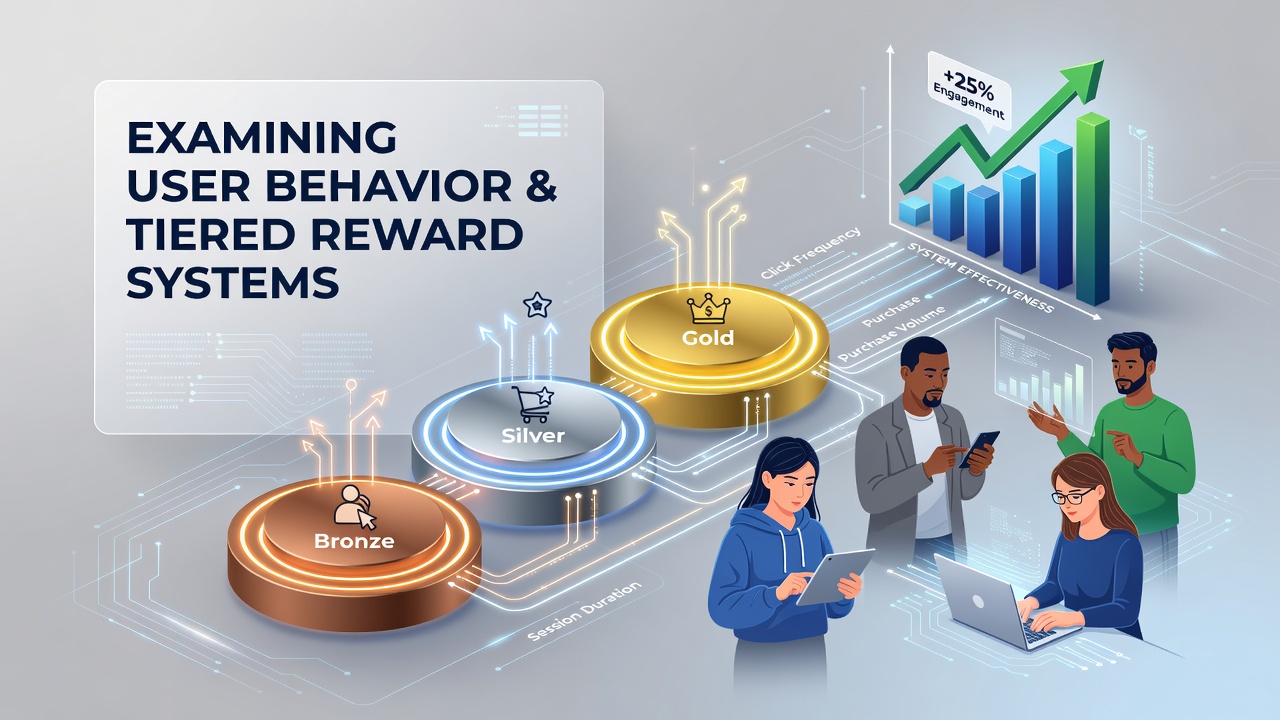 Users interacting with tiered reward interfaces on digital devices showing progression levels and points accumulation