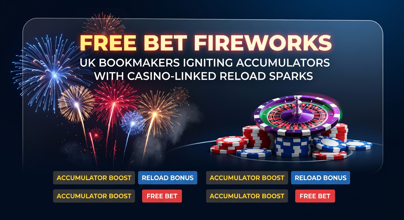 Close-up of a bookmaker app screen showing a lit fuse leading to exploding accumulator wins intertwined with casino slot reels