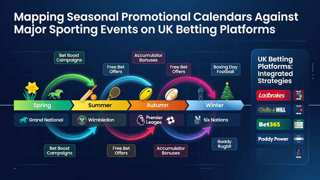Seasonal promotional calendar overlay on major UK sports events timeline