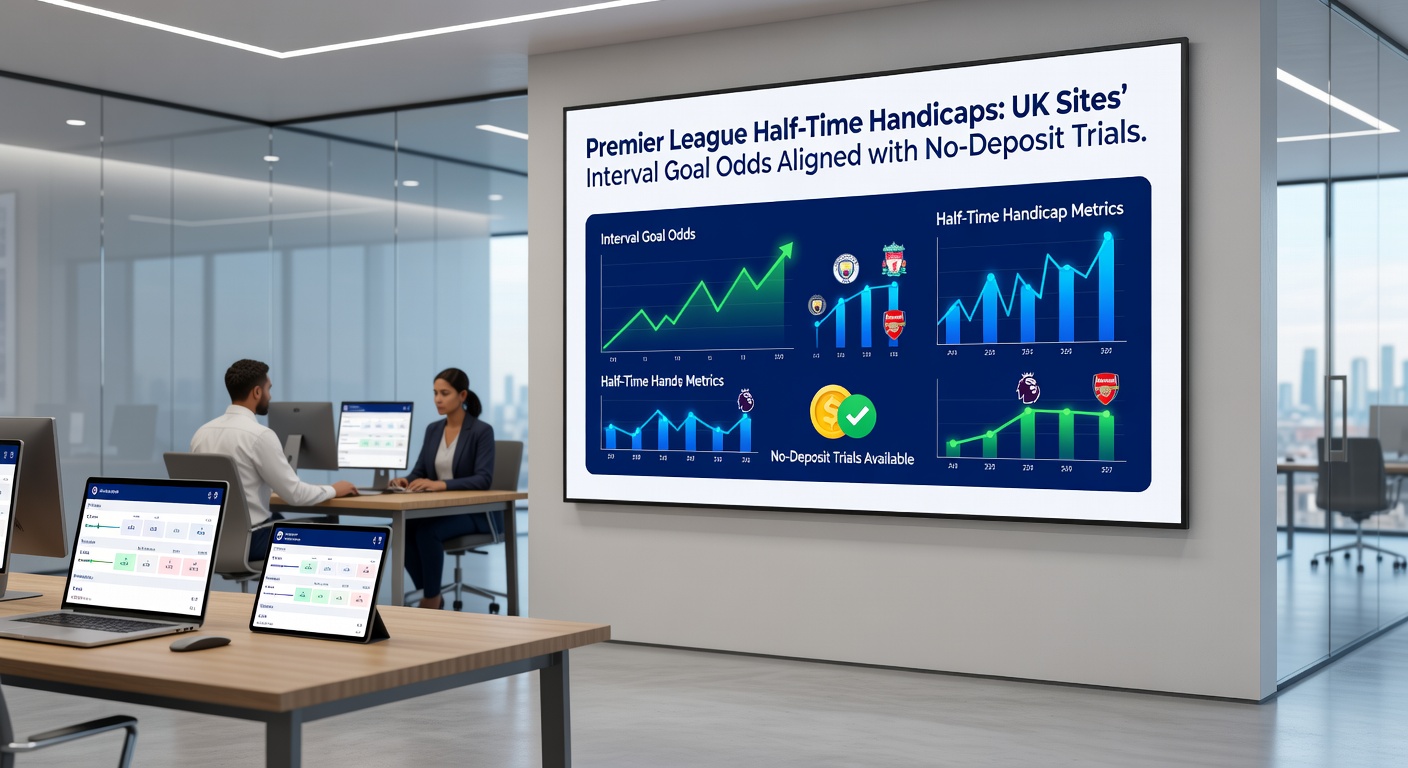 Close-up of betting interface displaying Premier League half-time handicap odds and no-deposit bonus claim button