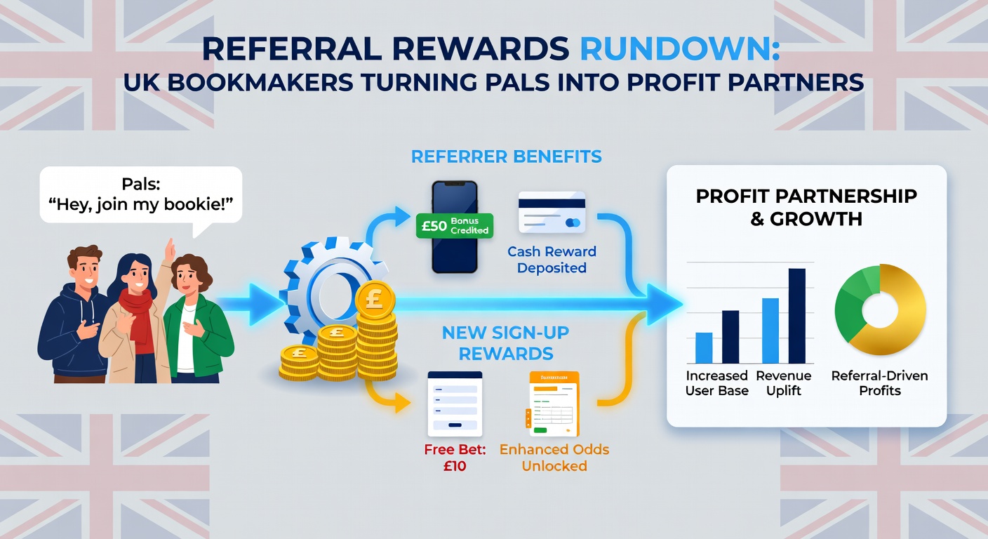 Screenshot of a UK bookmaker's referral dashboard showing bonus trackers and friend invites, illustrating real-time reward accumulation