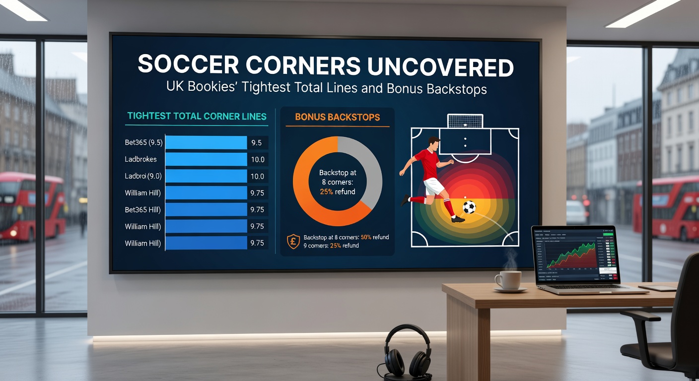 Close-up of a soccer corner flag with players positioning for a delivery, fog rolling in under stadium lights to evoke tense late-game drama