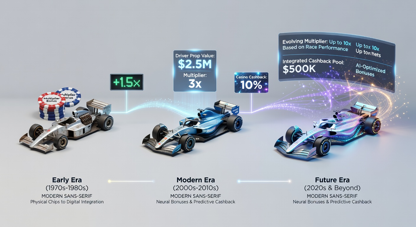 Comparison chart of multiplier values applied to Formula One driver props alongside corresponding casino cashback percentages between 2020 and 2026