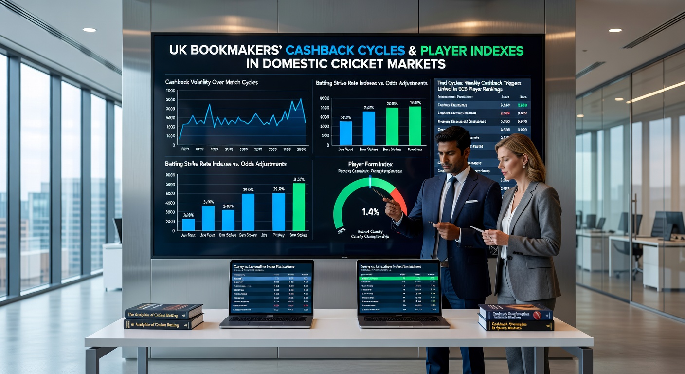 Cricket match statistics dashboard showing player indexes and corresponding cashback tiers used by UK betting platforms