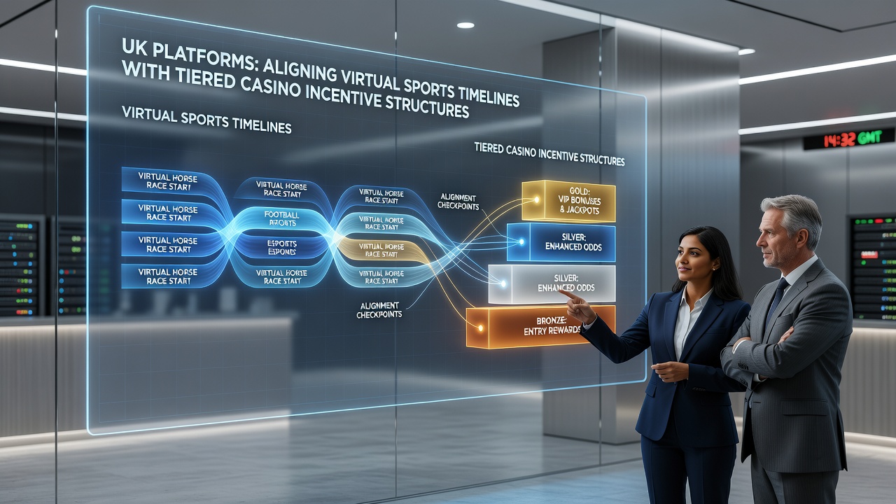 Infographic illustrating timeline mapping between virtual sports events and escalating casino bonus tiers